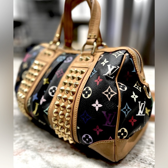 Louis Vuitton Authentic Courtney Black Murakami Studded Bag - Picture 5 of 16